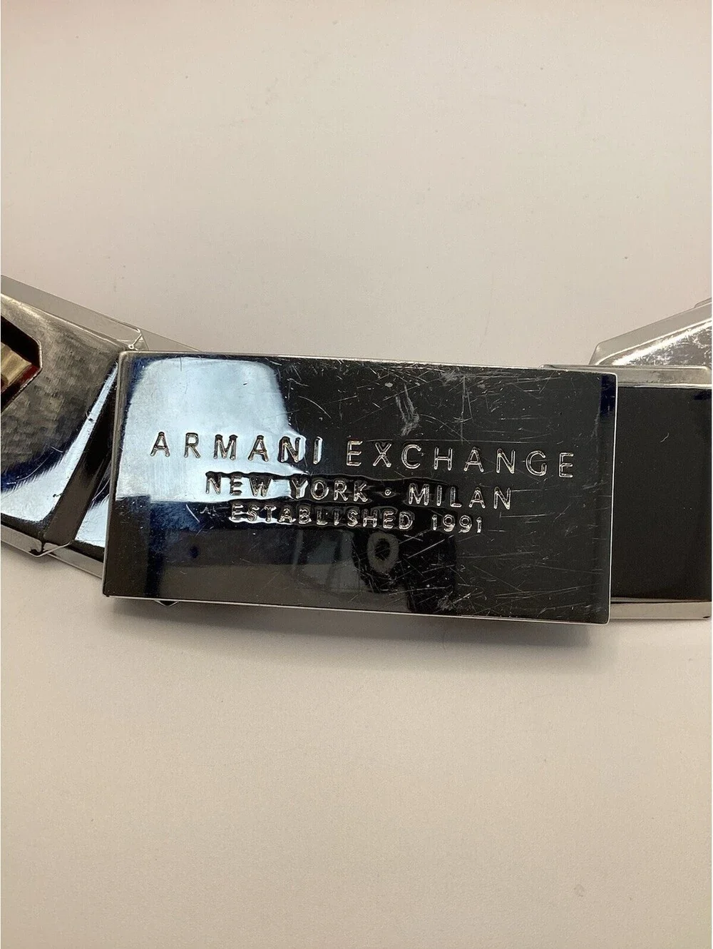 Vintage Armani Exchange Ax Stainless Steel Expansion Stretchy Waist Belt Y2K